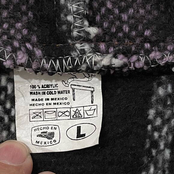 CUAMATZI MEXICAN TEXTILES Men’s Purple Striped Serape Jacket L - Picture 5 of 5